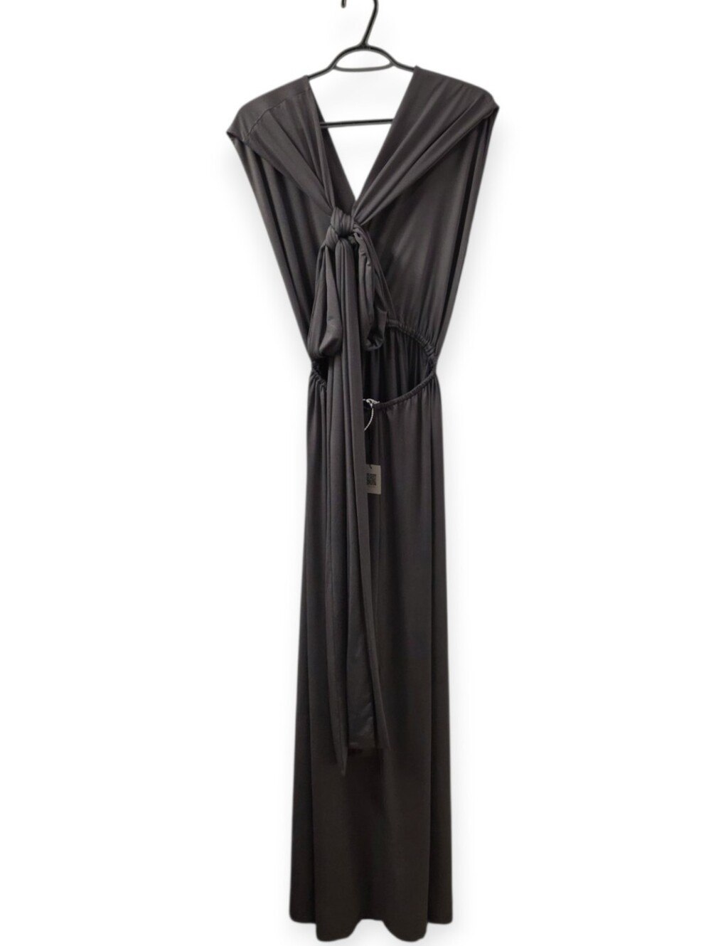 Persun Convertible Grecian Infinity Maxi Dress Stone Grey Size M NWT - Picture 4 of 7